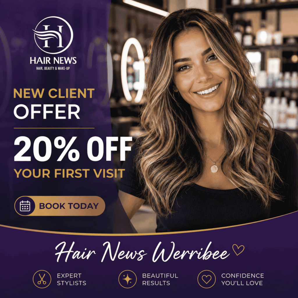Professional balayage hair colour service completed at Hair News Salon Werribee.
